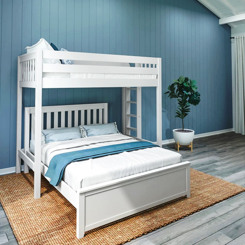 Crystal White L Shaped Loft Bed Left Angled View Room