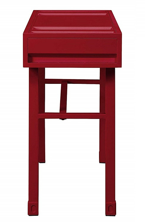 Shipping Container Red Metal Vanity Desk side