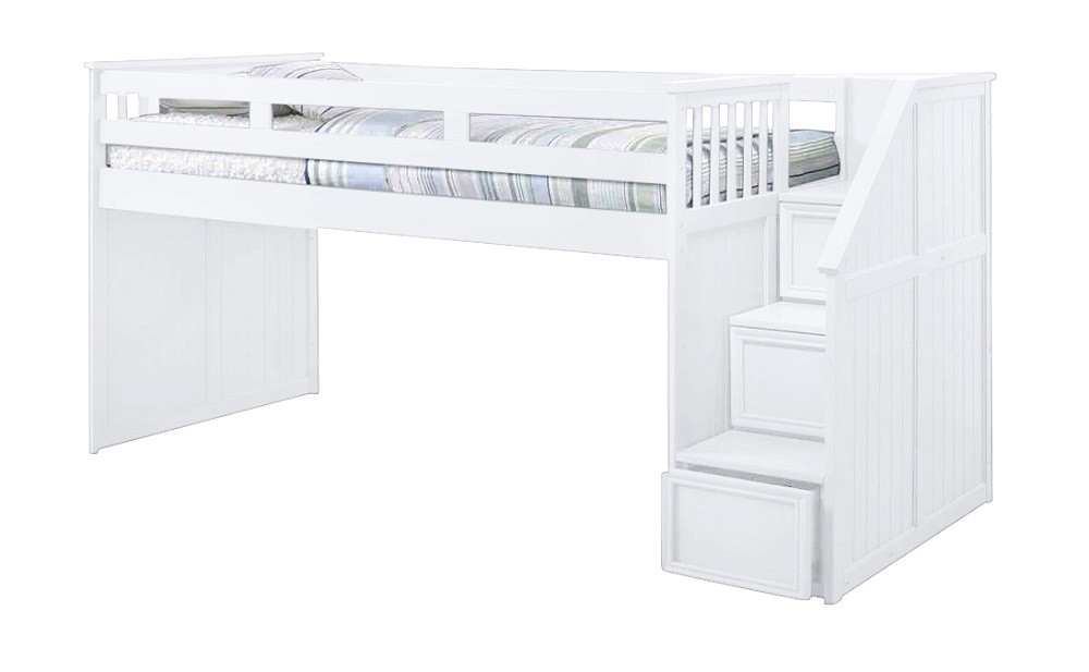 Tulsi White Storage Low Loft with Stairs