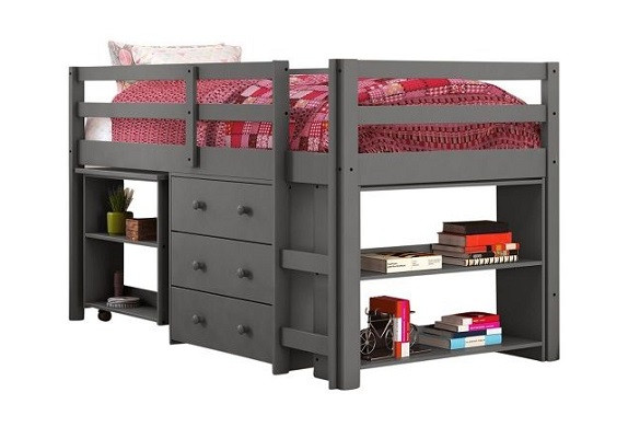 Chicago Grey Twin Junior Loft Bed Desk In