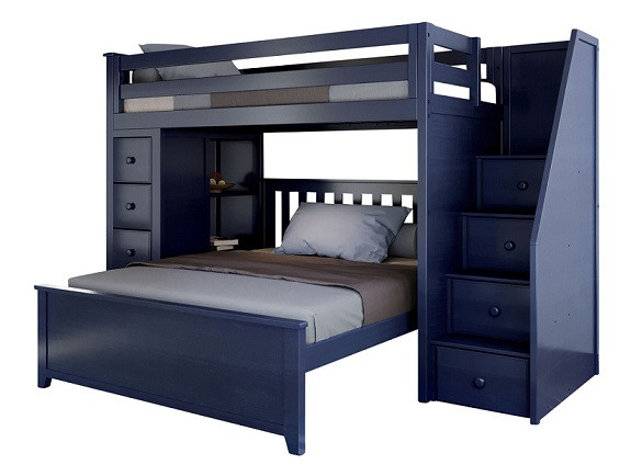 Baldwin Blue Twin over Full L Shaped Bunk Beds with Storage