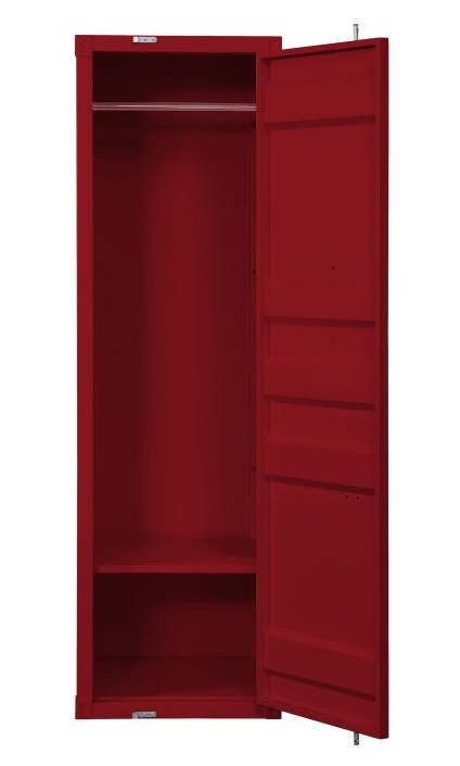 Shipping Container Red Metal Wardrobe open