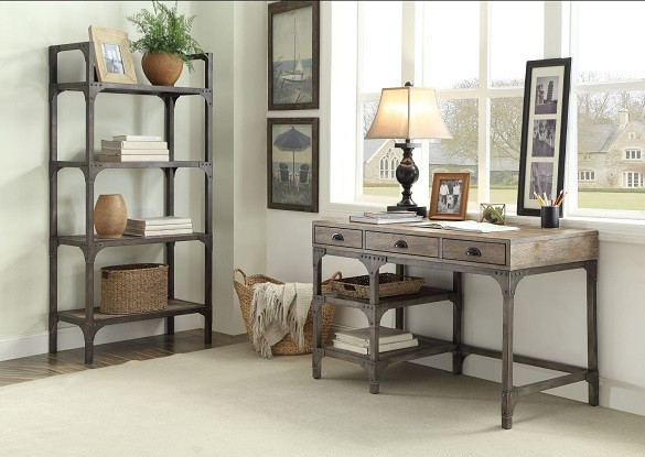 Karl Driftwood Metal and Wood Bookcase collection