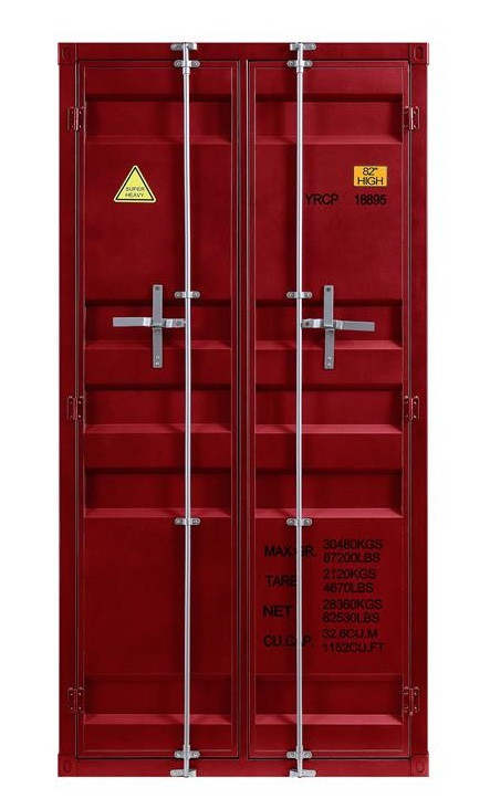 Shipping Container Red Metal Storage Cabinet front