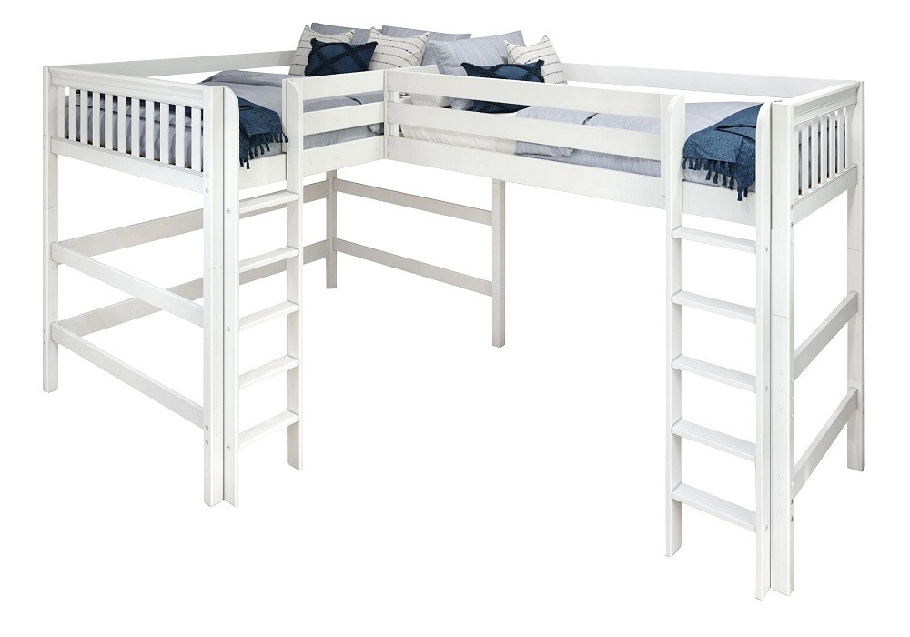 Sloane White Queen Twin XL L Shaped Loft Bed