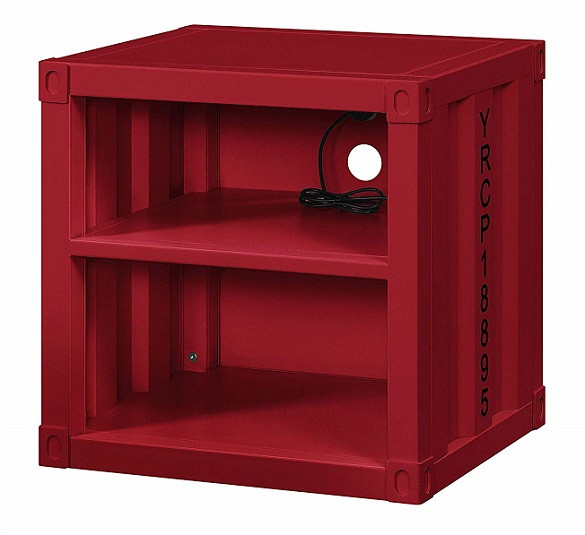 Shipping Container Red Metal Nightstand