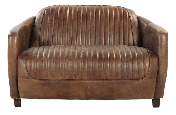 Malcolm Leather and Aluminum Loveseat front