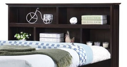 Foster Espresso Full Bookcase Bed Headboard Detail