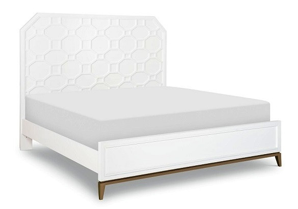 Antoinette White and Gold King Size Bed Frame