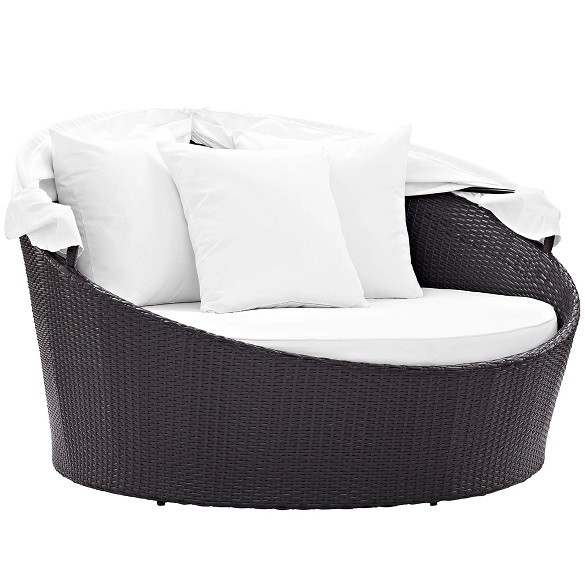 South Beach Patio Canopy Day Bed White Retracted