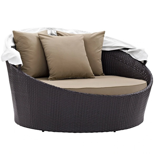 South Beach Patio Canopy Day Bed Mocha Retracted