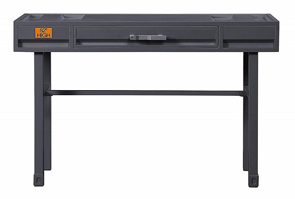 Shipping Container Gray Metal Vanity Desk Front View