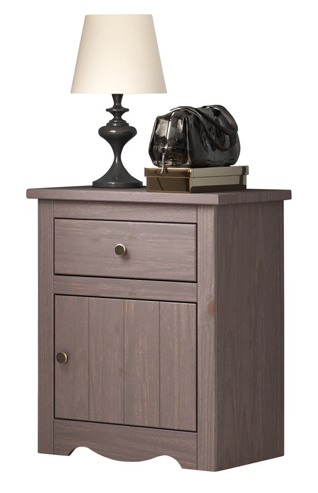 Tribeca Distressed Walnut 1 Drawer Nightstand