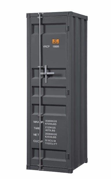 Shipping Container Gray Metal Wardrobe