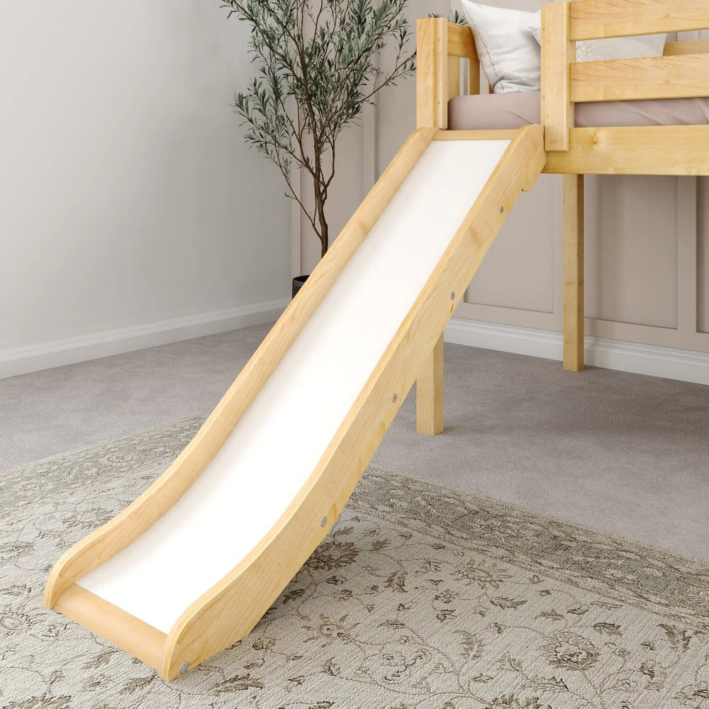 Decorah Natural Low Loft Bed with Slide and Stairs Slide Detail
