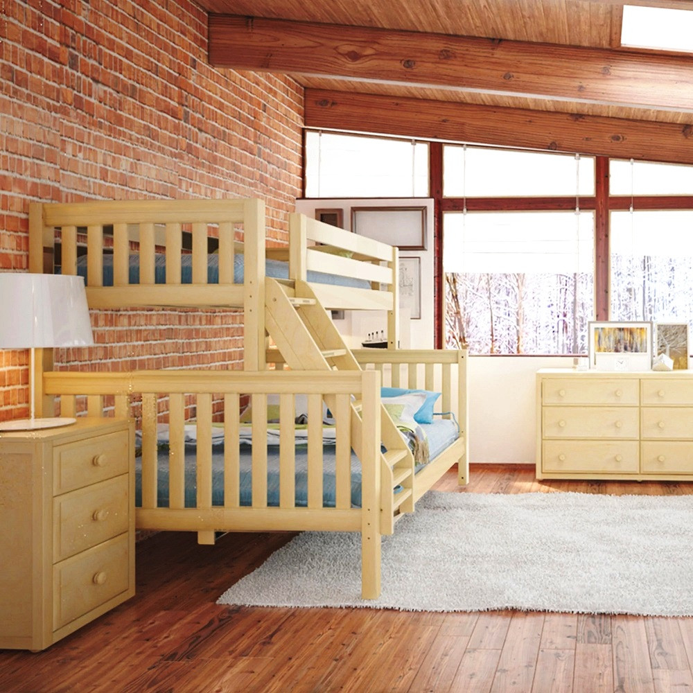 Bennett Natural Twin XL over Full XL Bunk Beds Left End View Room