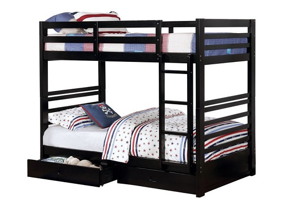 Mortimer Twin Black Bunk Beds with Storage