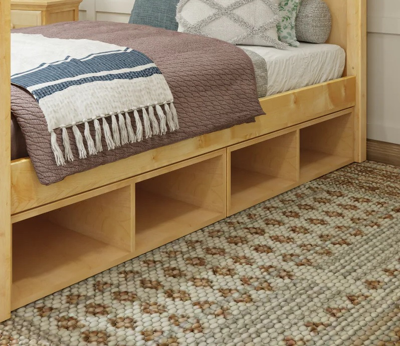 Lingo Natural Optional Single Under Bed Storage Cubby x2 Angled View Room