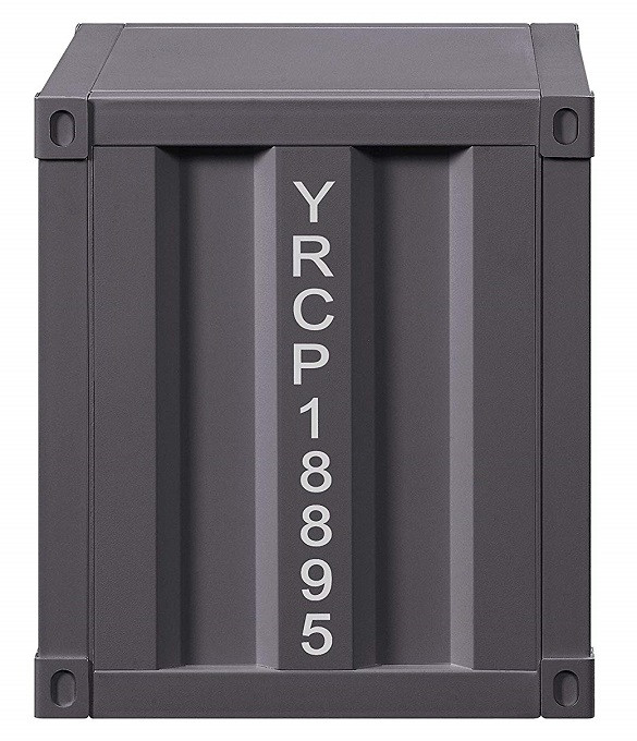 Shipping Container Gray Metal Nightstand Side View