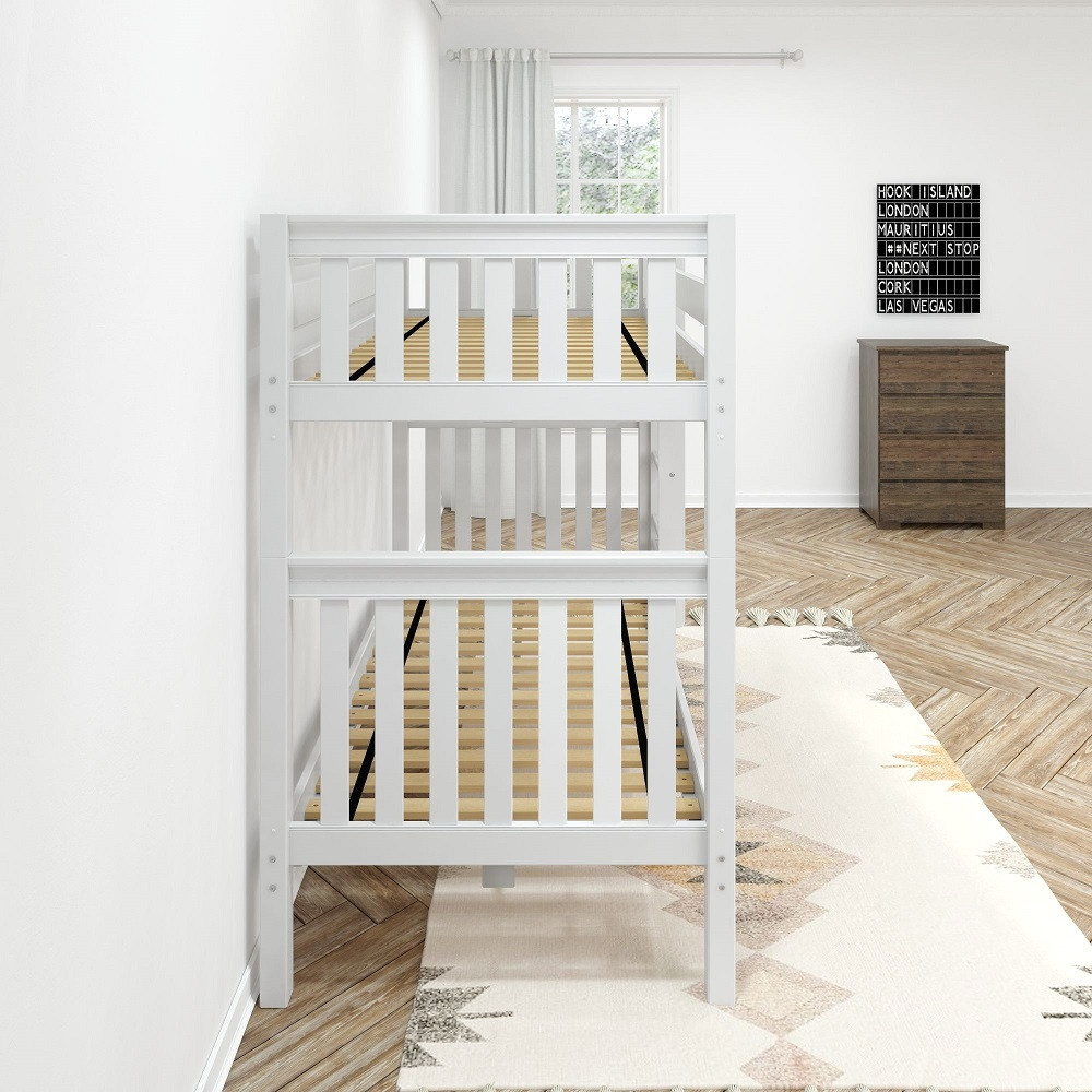 Lily White Twin XL Bunk Beds Left End View Room