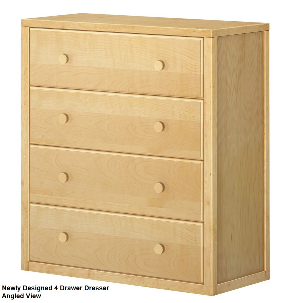 McQwinn Natural Newly Designed 4 Drawer Dresser Angled View