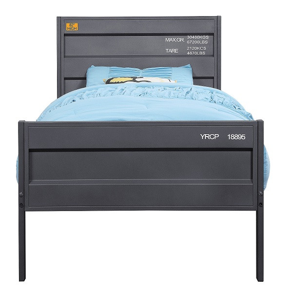 Shipping Container Gray Twin Metal Bed Frame