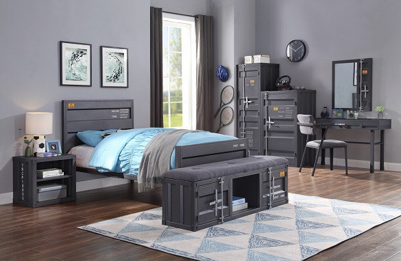 Shipping Container Gray Twin Metal Bed Frame Room