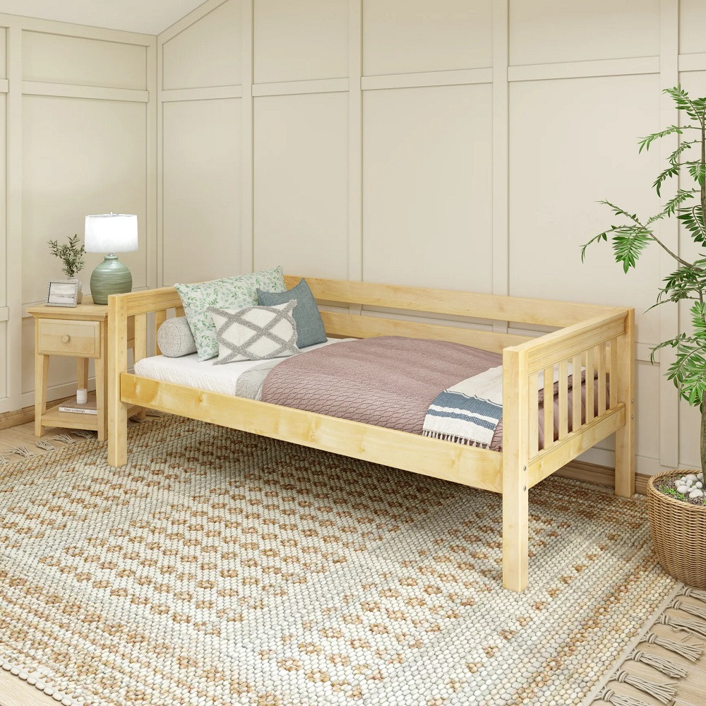 Becks Natural Queen Loft Bed with Daybed Twin Daybed only Angled View Room