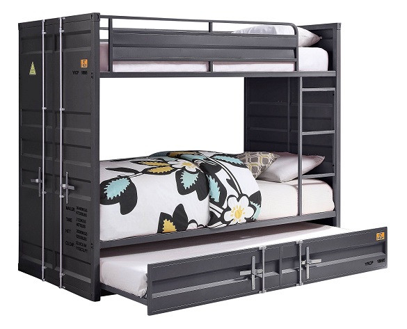 Shipping Container Twin Gray Metal Bunk Beds