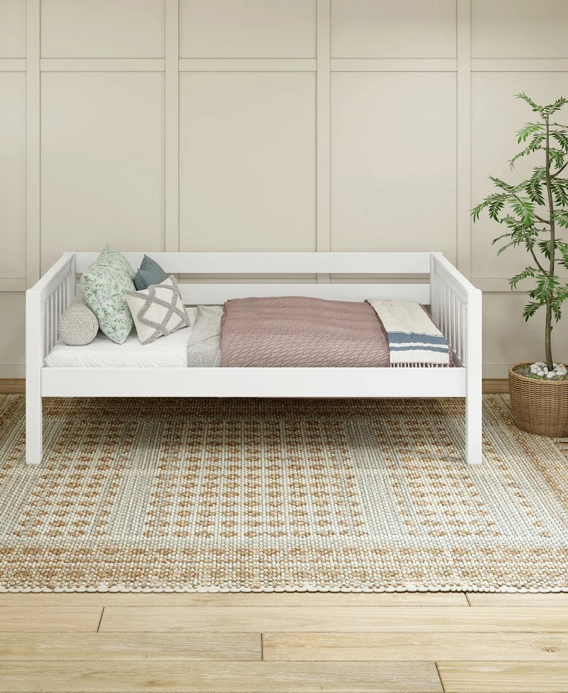 Crystal White Queen Loft Bed with Daybed Twin Daybed only Front View Room