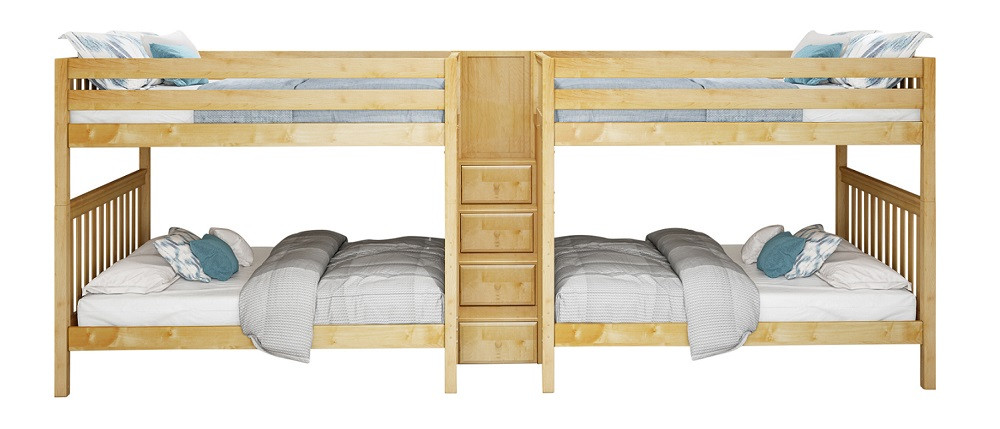 Melrose Natural Quadruple Queen Bunk Bed with Stairs