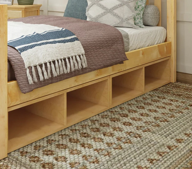Melrose Natural Optional Single Under Bed Storage Cubby x2 Angled View Room