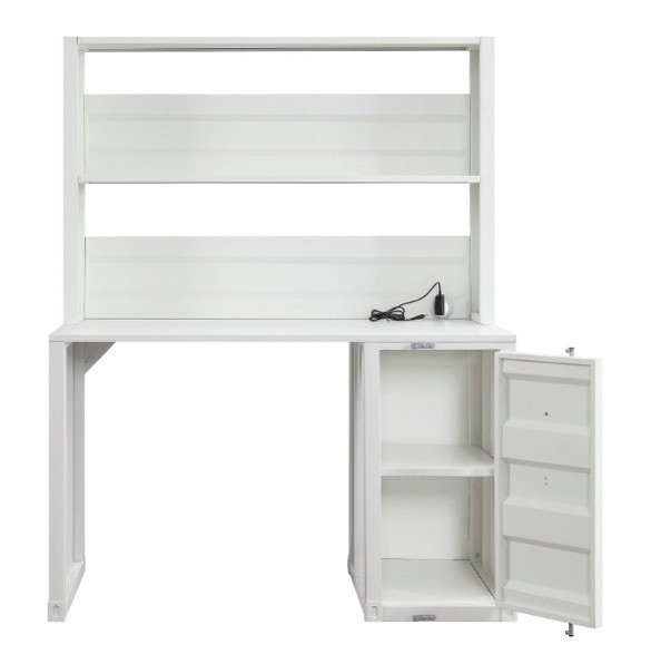 Shipping Container White Metal Desk Door Open