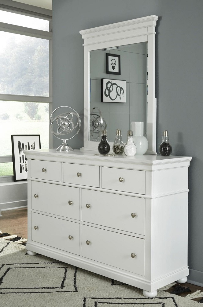 Selena White Mirror shown with Optional Dresser Room
