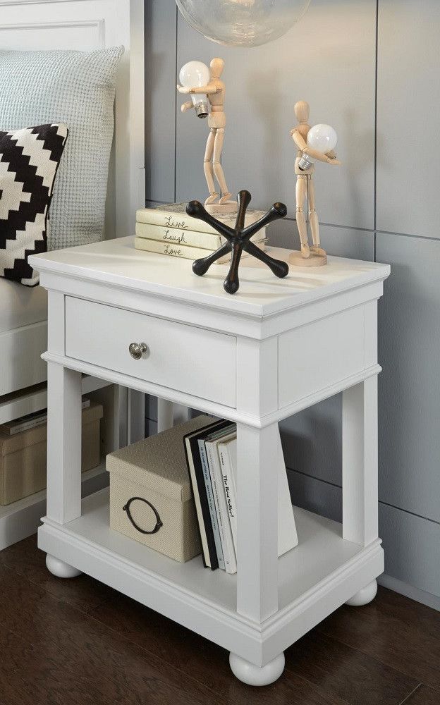 Selena White Nightstand Room 2