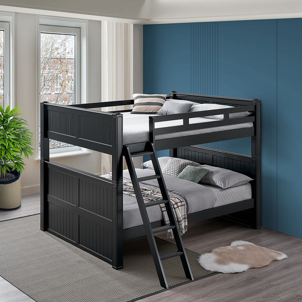 Eberhardt Black Full XL Bunk Beds Angled Ladder Room
