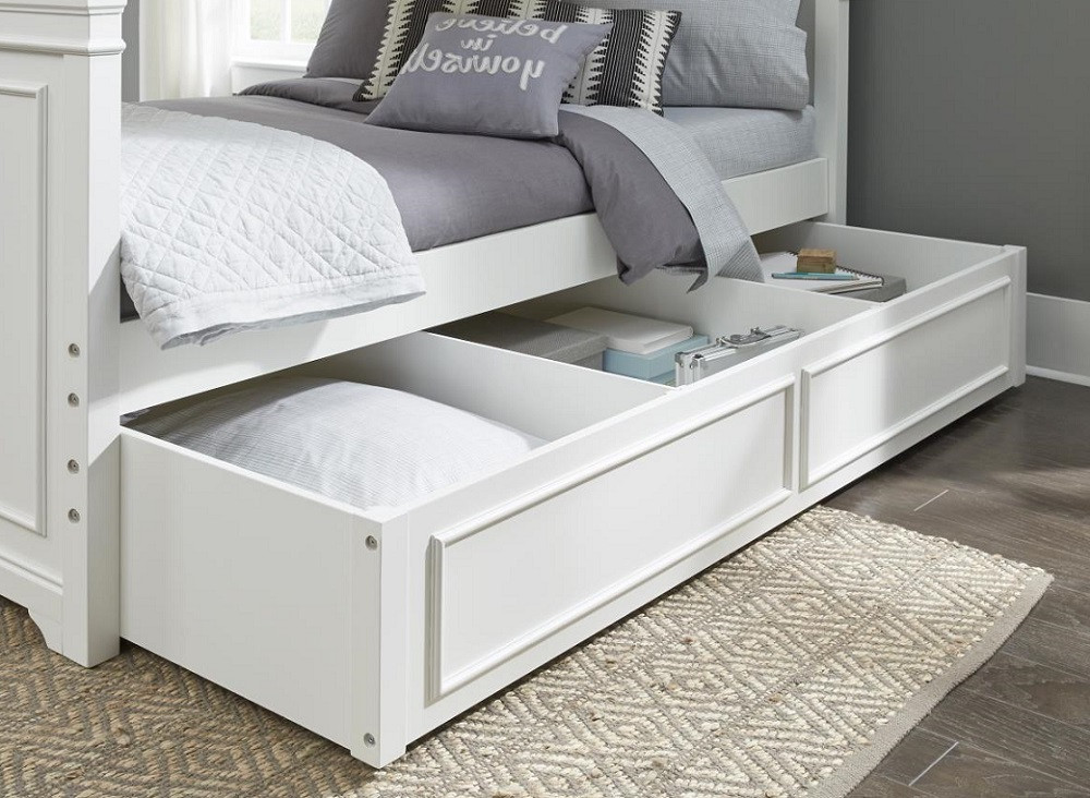Selena White Optional Twin Storage Trundle shown with Dividers Room