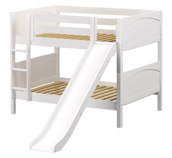 Most Fun White Twin Size Low Bunk Bed with Slide