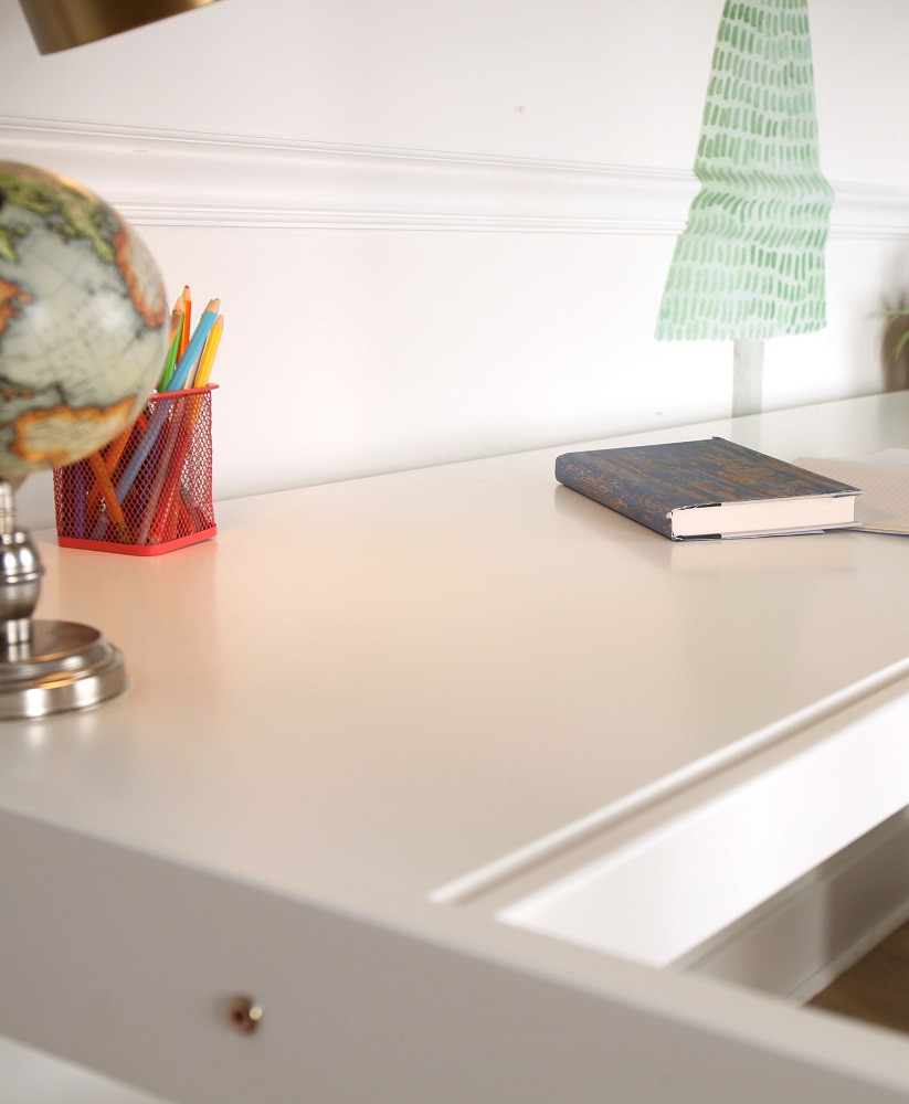 Cape May White Loft Bed with Desk Detail Room