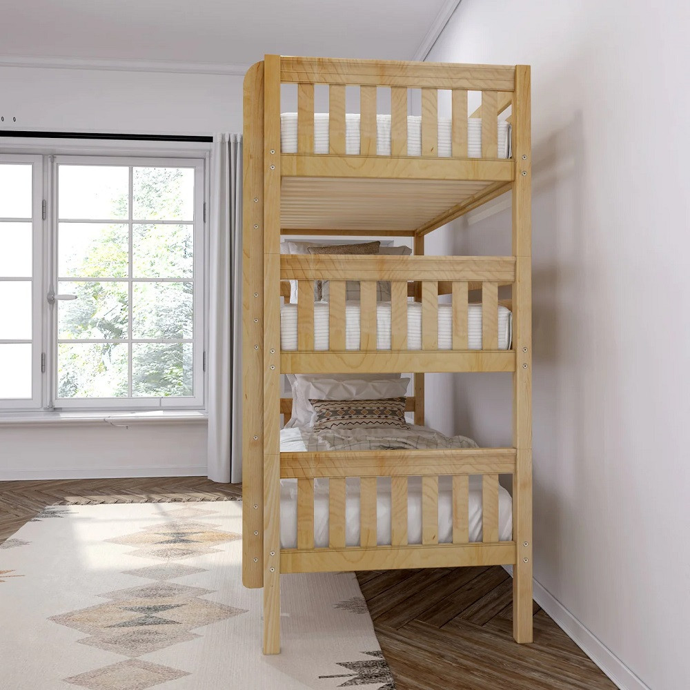 Leta Natural Twin XL Triple Bunk Bed Right End View Room