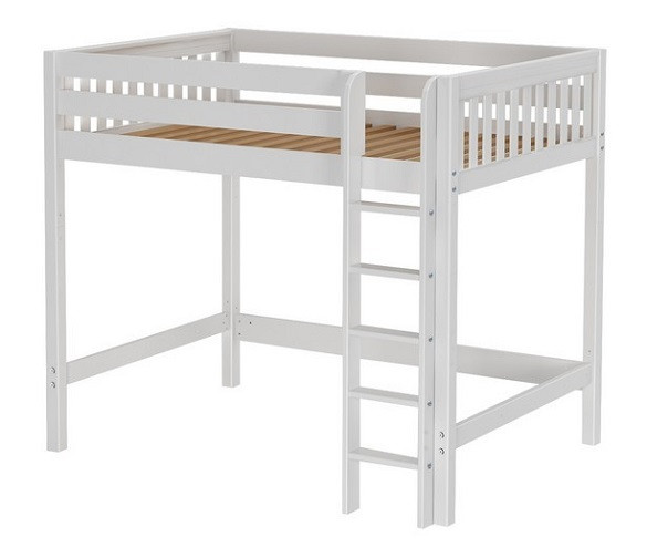 Dawson White High Full Size Loft Bed-Slatted Ends