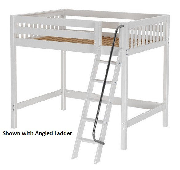 Dawson White High Full Size Loft Bed shown with Optional Angled Ladder