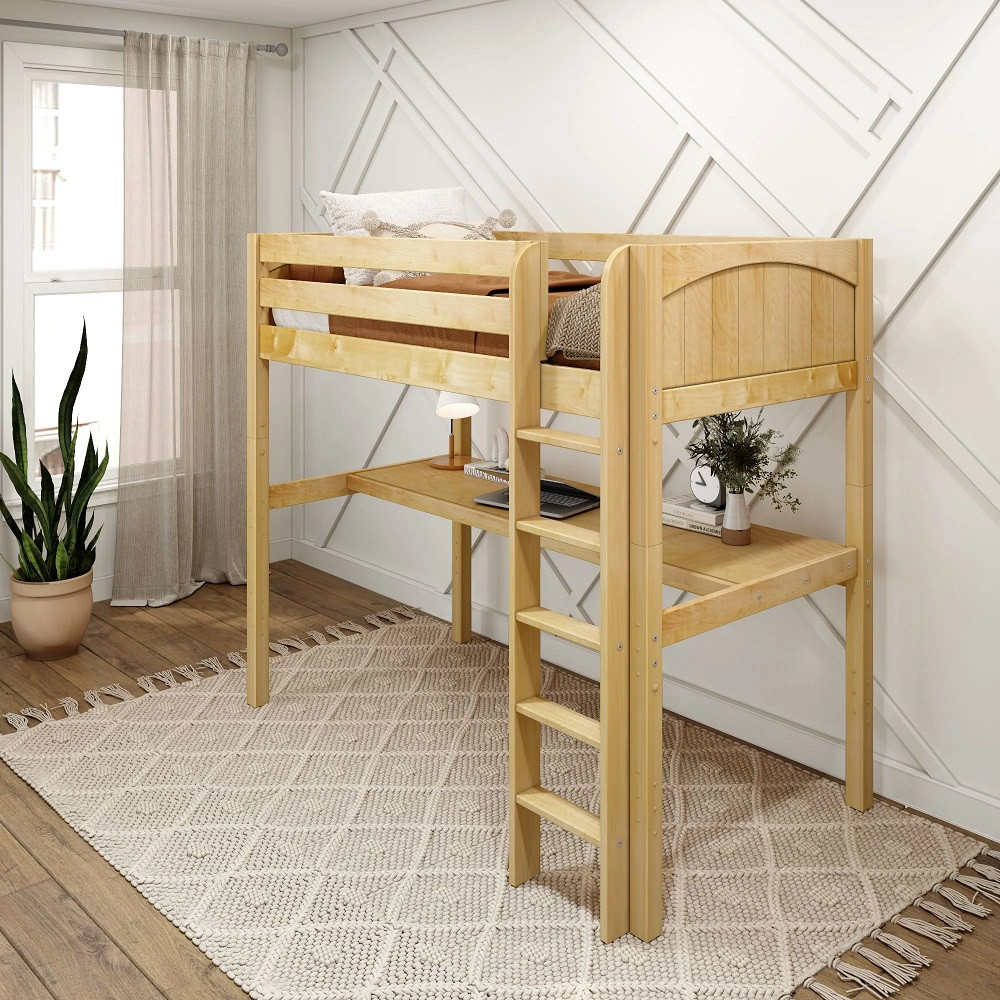 Guthrie Natural Twin Loft Bed with Desk-Panel Ends Right Angled View Room