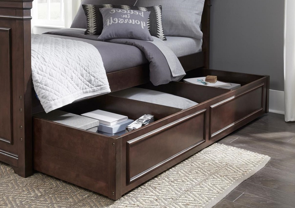 Finn Brown Cherry Optional Twin Storage Trundle shown with Dividers Room