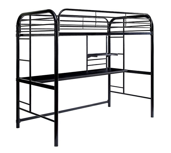 Emerson Twin Loft Bed with Desk Black Finish