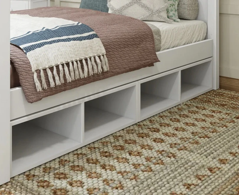 Crystal White Optional Single Under Bed Storage Cubby x2 Angled View Room