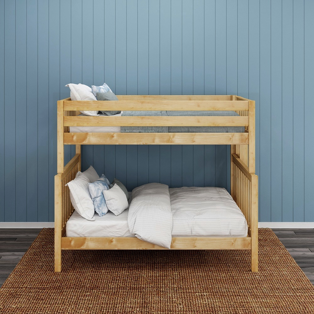 Becks Natural Full XL Bunk Bed with Queen on Bottom Front View Room