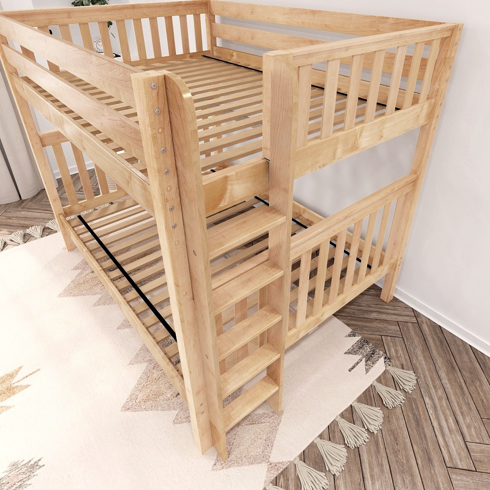 Becks Natural Queen Bunk Bed with Queen on Bottom Ladder Detail Room