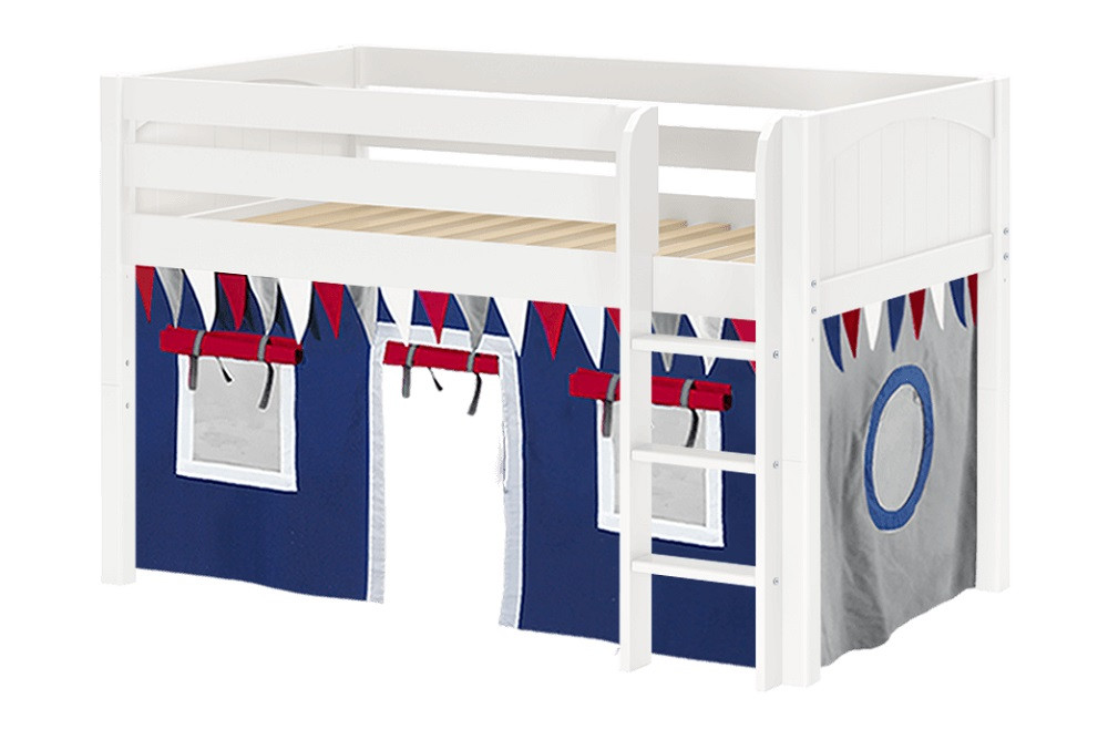 Pablo's White Low Twin Size Playhouse Loft Bed-Panel Ends