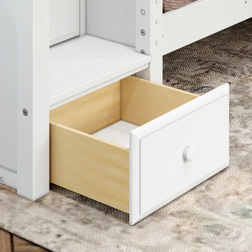 Calumet White Sleeps 4 L Shaped Bunk Beds with Stairs Drawer Detail